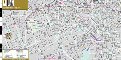 Rúa mapa de milán centro da cidade