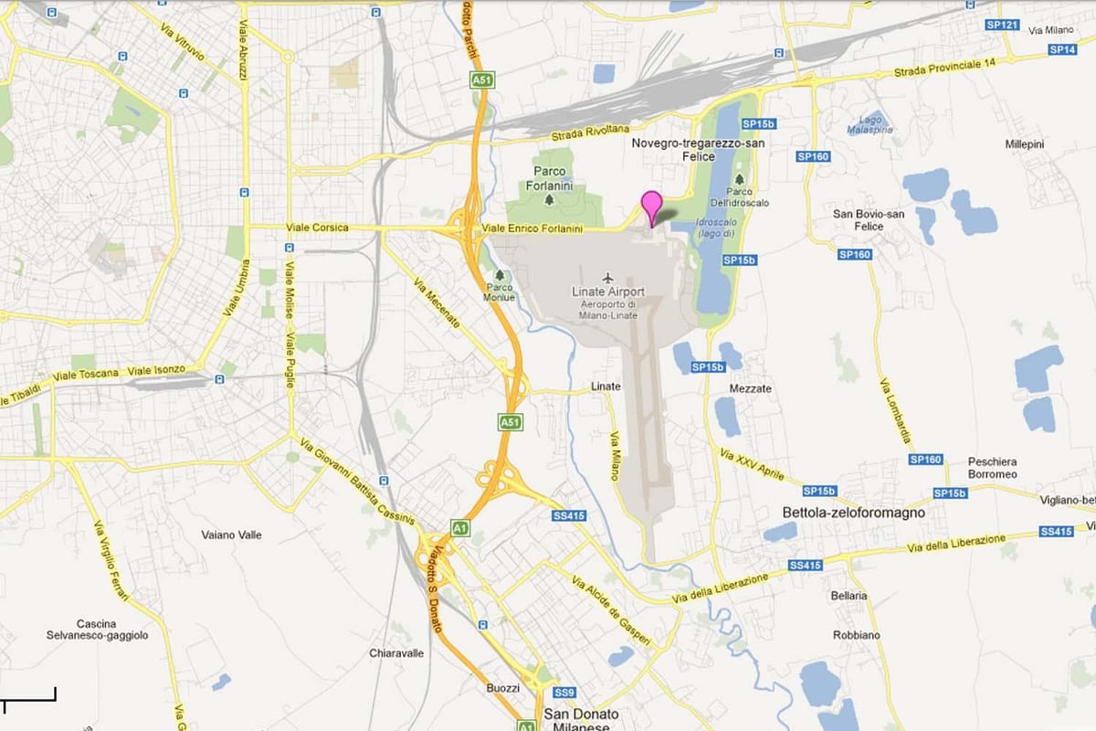 aeroportos en milán, italia mapa