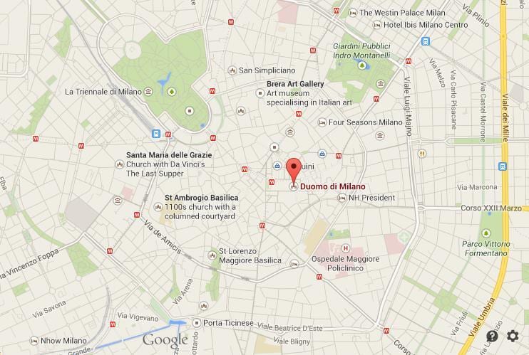 mapa de catedral de milán