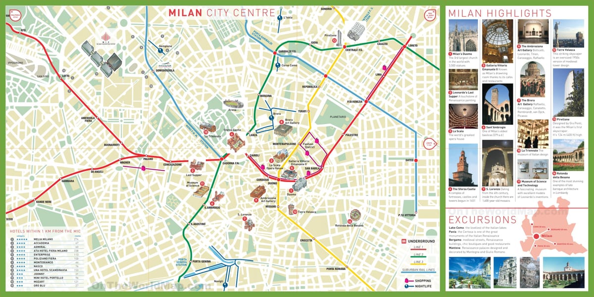 panorámica da cidade de milán mapa