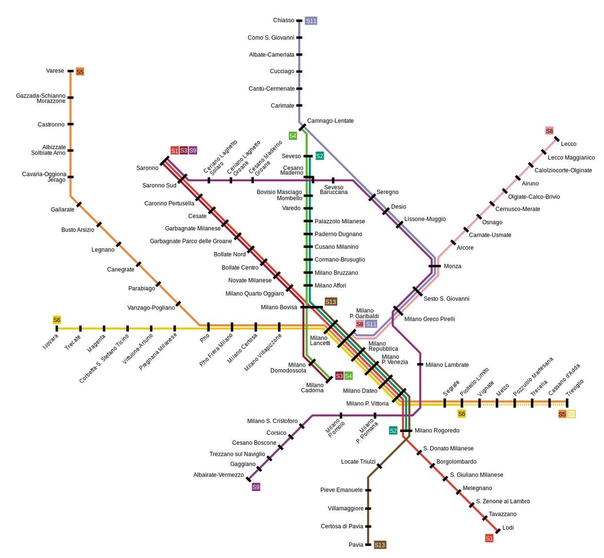 milán tren suburbano mapa