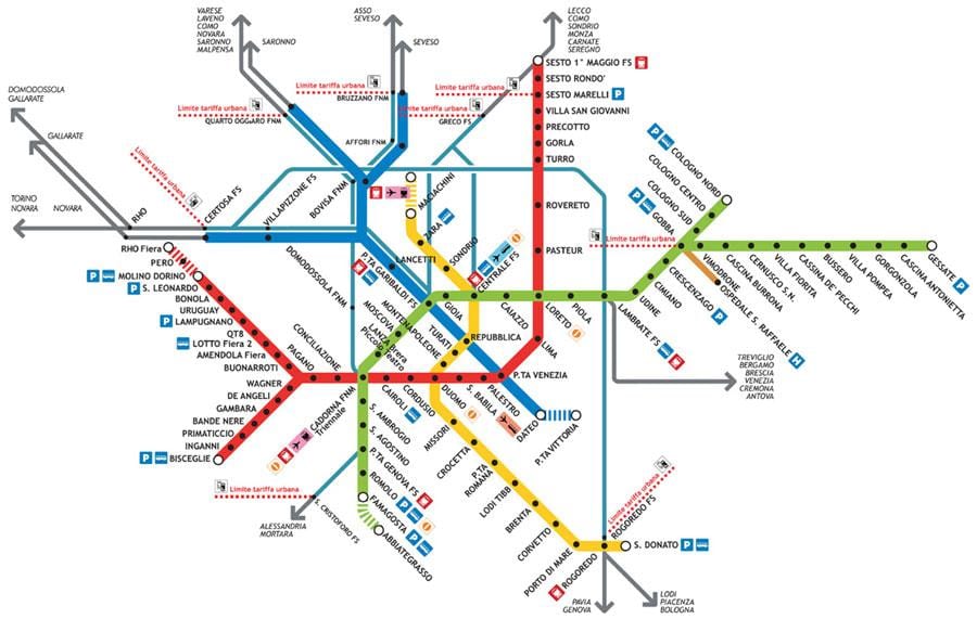 milano tubo mapa