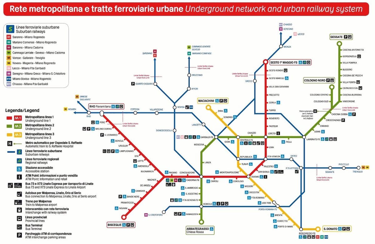milán transporte mapa
