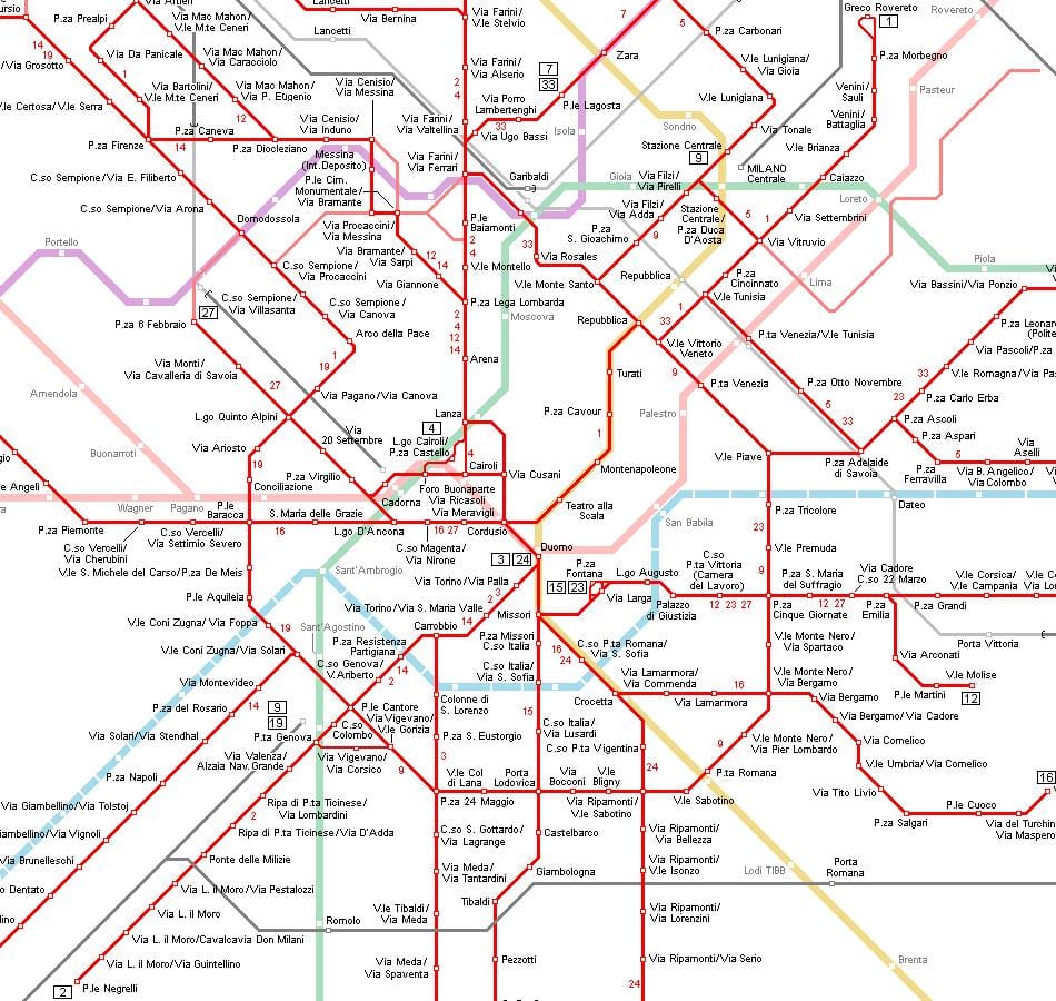 tranvía milán mapa