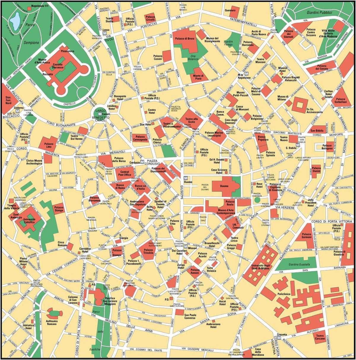 milán, italia centro da cidade mapa