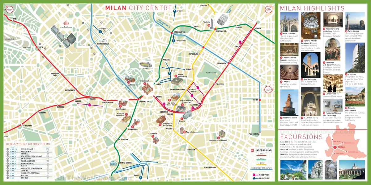 panorámica da cidade de milán mapa