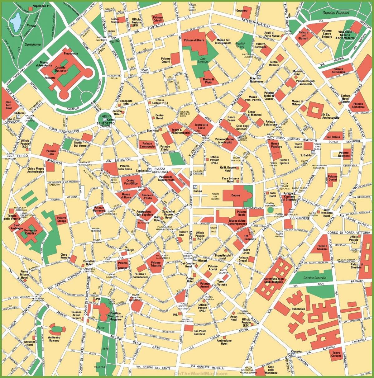 milano mapa da cidade