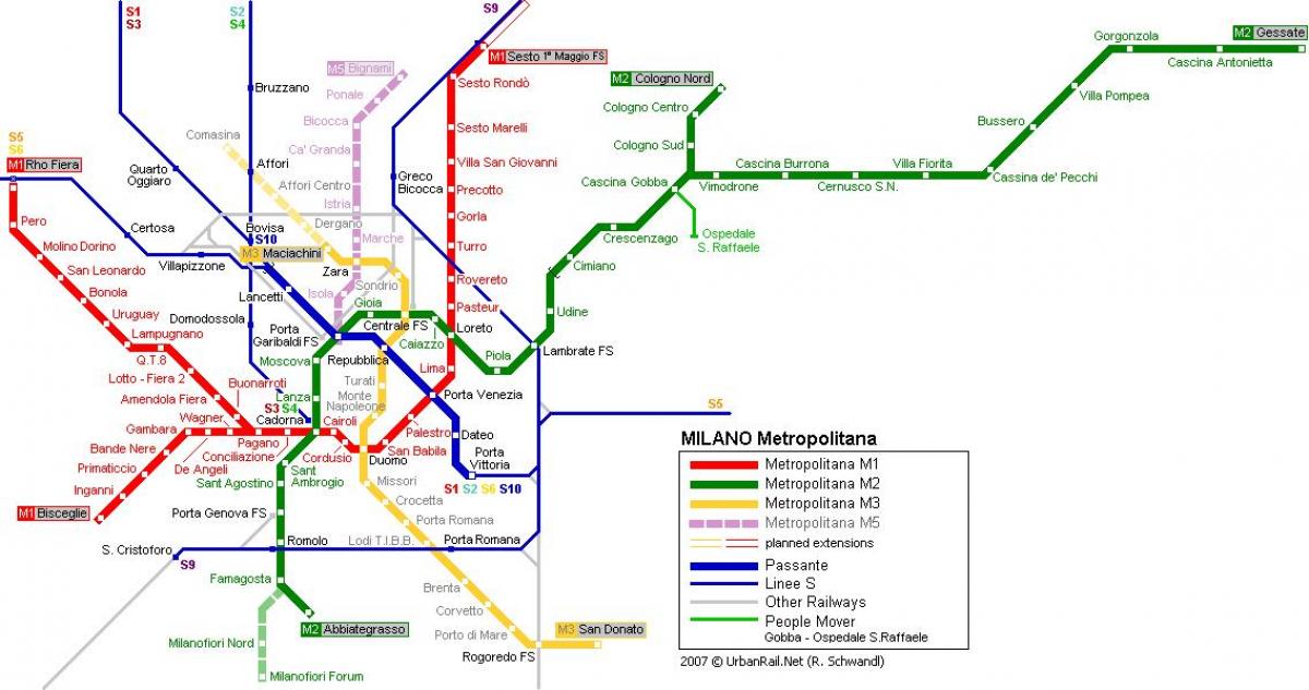 milán mapa metro de 2016