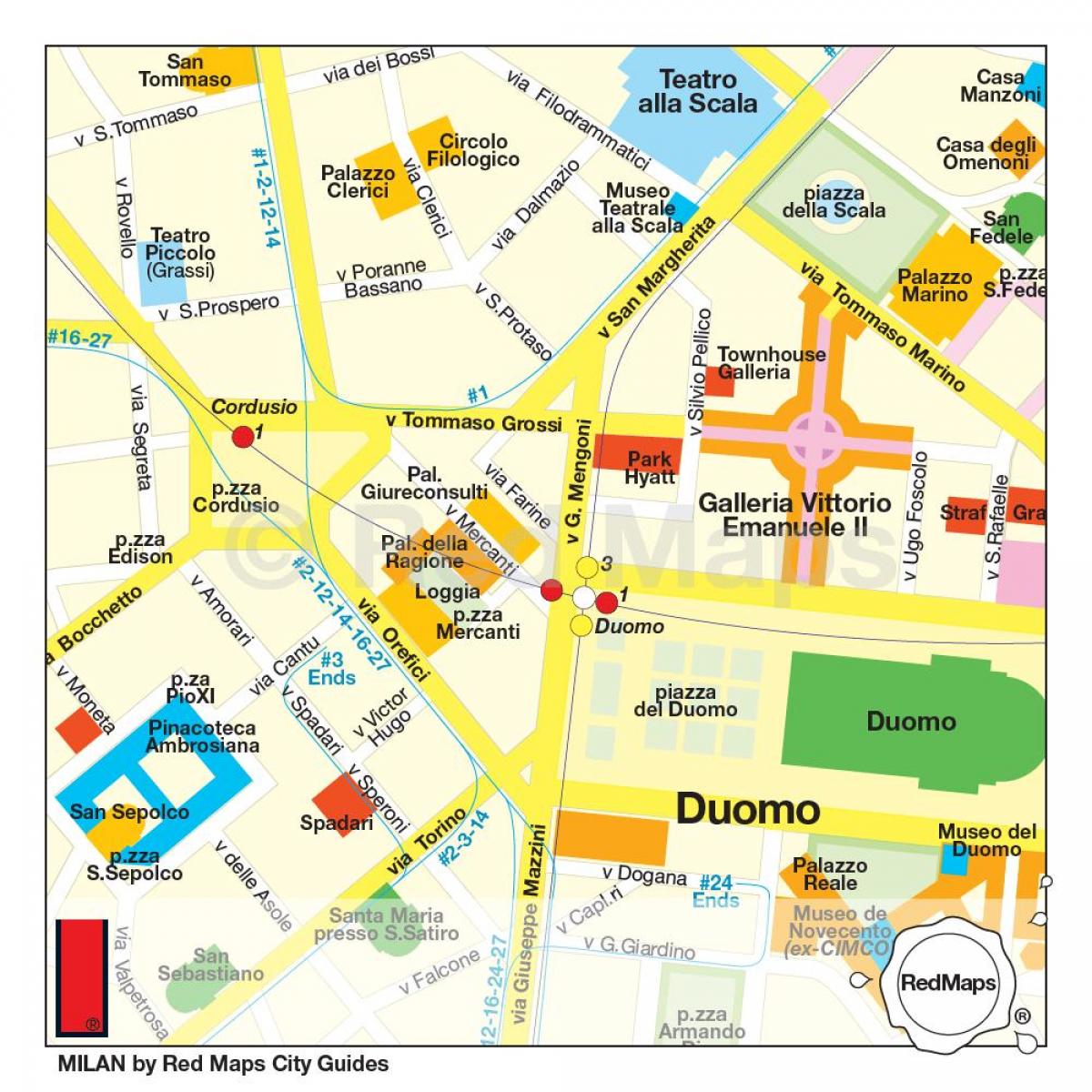 mapa de milán rúa comercial