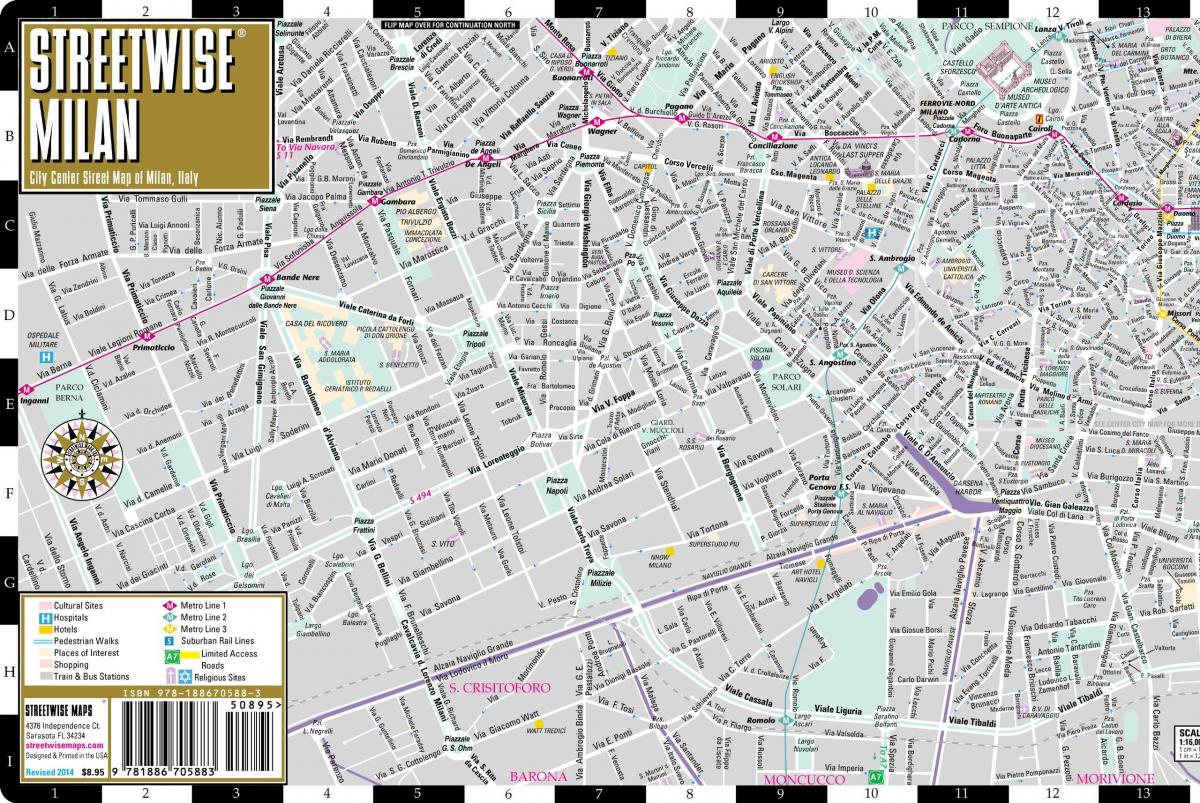 rúa mapa de milán centro da cidade
