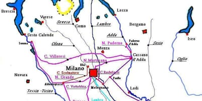 Mapa de milán navigli provincia