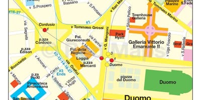Mapa de milán rúa comercial