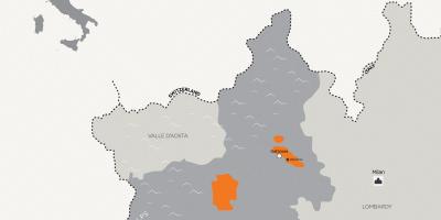 Mapa de milán e cidades veciñas